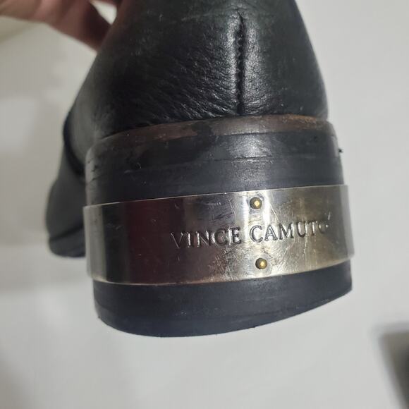 Vince Camuto "Whynn" Black Motorcycle Boots Silver Hardware Sz 8 Combat Leather - Picture 7 of 14